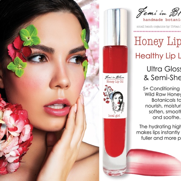 Juicy Honey Lip Oil Serum / Ultra Glossy Sheer Red, Hydrating High Shine Gloss - Picture 2 of 14